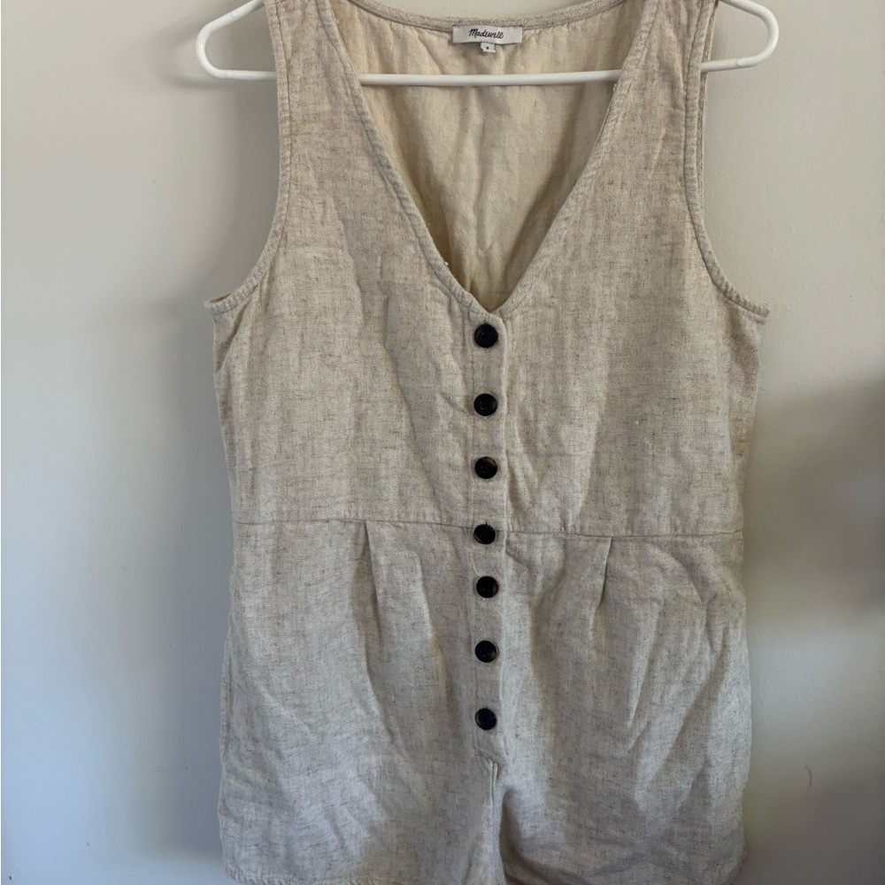 Madewell Cream Linen Romper